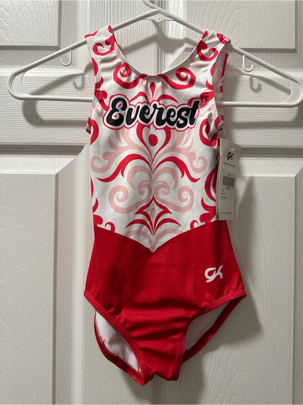 Everest Red & White Girls' One-Piece Gymnastics Leotard